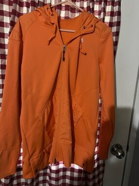 Vintage Nike Women's Orange Hooded Zip Jacket